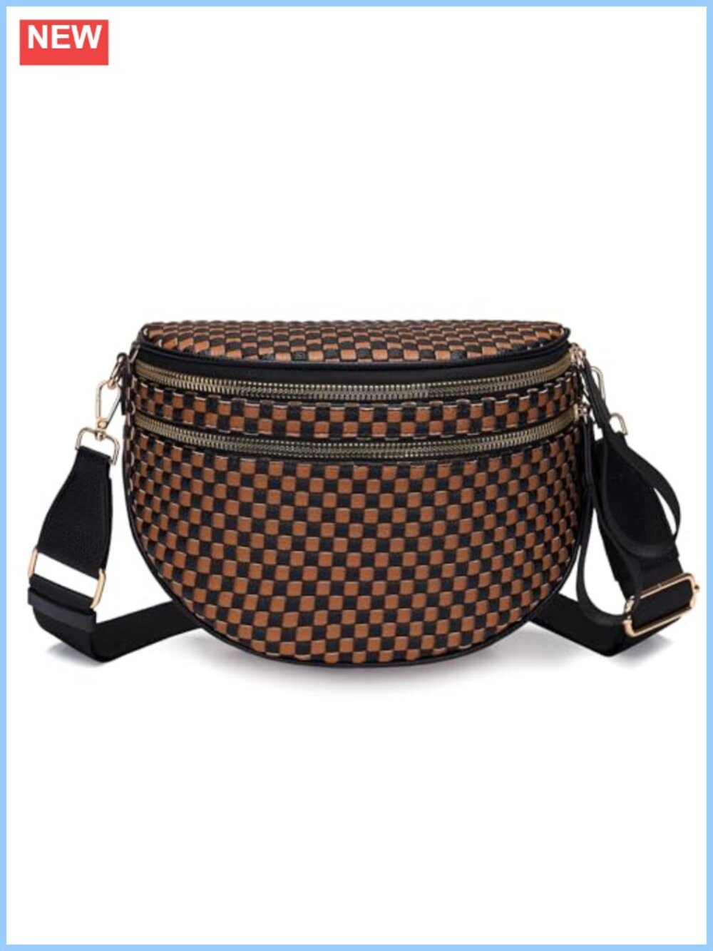 Woven Vegan Leather Crossbody Bum Bag Sling Purse Travel Fanny Pack